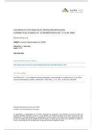 Les résultats des élections régionales, communautaires et européennes du 13 juin 2004 | Arcq Etienne