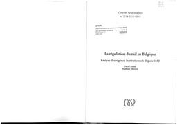 La régulation du rail en Belgique : analyse des régimes institutionnels depuis 1832 | Aubin David