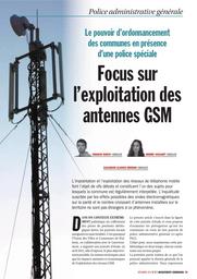 Le pouvoir d'ordonnancement des communes en présence d'une police spéciale : focus sur l'exploitation des antennes GSM | Ransy Arnaud