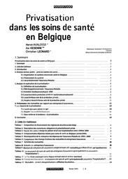 Privatisation dans les soins de santé en Belgique. | Avalosse Hervé