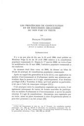 Les procédures de consultation et de discussion organisées ou non par un texte | Tulkens François