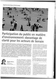 Participation du public en matière d'environnement : davantage de clarté pour les acteurs de terrain | Moreau Marlène