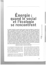 Energie : quand le social et l'écologie se rencontrent | De Changy Jordane