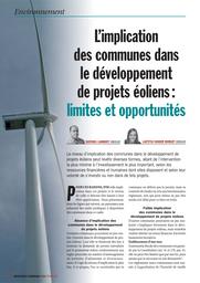 L'implication des communes dans le développement de projets éoliens : limites et opportunités | Lambert Mathieu