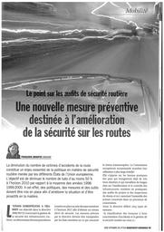 Le point sur les audits de sécurité routière : une nouvelle mesure préventive destinée à l'amélioration de la sécurité sur les routes | Bradfer Françoise