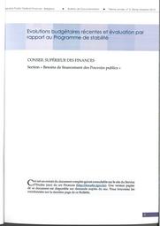 Evolutions budgétaires récentes et évaluation par rapport au Programme de stabilité | 