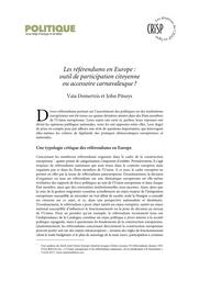 Les référendums en Europe : outil de participation citoyenne ou accessoire carnavalesque ? | Demertzis Vaïa