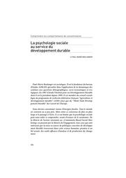 La psychologie sociale au service du développement durable | Boulanger Paul-Marie