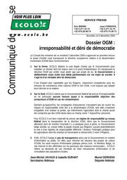 Dossier OGM: irresponsabilité et déni de démocratie | Javaux Jean-Michel