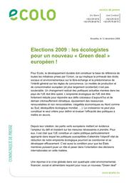 Elections 2009 : les écologistes pour un nouveau "Green deal" européen! | Durant Isabelle