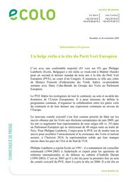 Information à la presse. Un belge réélu à la tête du Parti Vert Européen | Lamberts Philippe