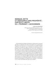 Monnaie, dette et croissance sans prospérité : portée et limites du "tournant" jacksonnien | Arnsperger Christian