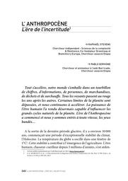 L'anthropocène, L'ère de l'incertitude | Stevens Raphaël