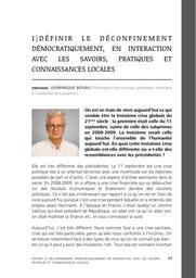 Définir le déconfinement démocratiquement, en interaction avec les savoirs, pratiques et connaissances locales | Bourg Dominique. Personne interviewée